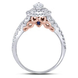 14kt White Gold Womens Pear Diamond Bridal Wedding Engagement Ring Band Set 1.00 Cttw (Certified)