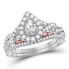 14kt Two-tone Gold Womens Pear Diamond Bridal Wedding Engagement Ring Band Set 1.00 Cttw (Certified)