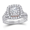 14kt Two-tone Gold Womens Round Diamond Bridal Wedding Engagement Ring Band Set 2.00 Cttw (Certified)