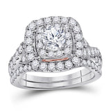 14kt Two-tone Gold Womens Round Diamond Bridal Wedding Engagement Ring Band Set 2.00 Cttw (Certified)