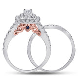 14kt Two-tone Gold Womens Round Diamond Bridal Wedding Engagement Ring Band Set 1.00 Cttw (Certified)