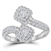 14kt White Gold Womens Round Diamond 2-stone Bridal Wedding Engagement Ring 1/2 Cttw (Certified)
