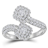 14kt White Gold Womens Round Diamond 2-stone Bridal Wedding Engagement Ring 1/2 Cttw (Certified)