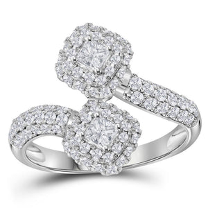14kt White Gold Womens Round Diamond 2-stone Bridal Wedding Engagement Ring 1/2 Cttw (Certified)