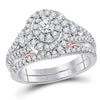 14kt Two-tone Gold Womens Round Diamond Bridal Wedding Engagement Ring Band Set 1-1/5 Cttw (Certified)