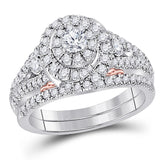 14kt Two-tone Gold Womens Round Diamond Bridal Wedding Engagement Ring Band Set 1-1/5 Cttw (Certified)