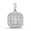 14kt White Gold Womens Baguette Diamond Fashion Cluster Pendant 1/4 Cttw
