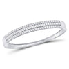 14kt White Gold Womens Round Diamond 3-Row Bangle Bracelet 3.00 Cttw