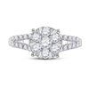 14kt White Gold Womens Round Diamond Flower Cluster Ring 1.00 Cttw