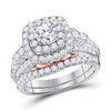 14kt Two-tone Gold Womens Round Diamond Bridal Wedding Engagement Ring Band Set 2.00 Cttw (Certified)