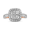 14kt Two-tone Gold Womens Round Diamond Cluster Bridal Wedding Engagement Ring 2.00 Cttw
