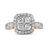 14kt Two-tone Gold Womens Round Diamond Cluster Bridal Wedding Engagement Ring 2.00 Cttw