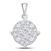 14kt White Gold Womens Princess Diamond Fashion Cluster Pendant 1.00 Cttw