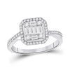 14kt White Gold Womens Baguette Diamond Cluster Bridal Wedding Engagement Ring 5/8 Cttw