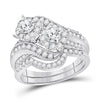 14kt White Gold Womens Round Diamond Bridal Wedding Engagement Ring Band Set 1-1/2 Cttw (Certified)