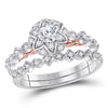 14kt Two-tone Gold Womens Round Diamond Bridal Wedding Engagement Ring Band Set 3/4 Cttw (Certified)