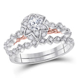 14kt Two-tone Gold Womens Round Diamond Bridal Wedding Engagement Ring Band Set 3/4 Cttw (Certified)