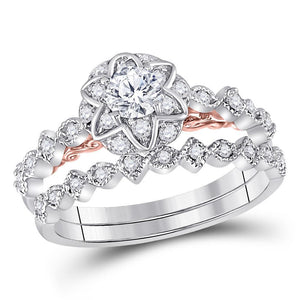 14kt Two-tone Gold Womens Round Diamond Bridal Wedding Engagement Ring Band Set 3/4 Cttw (Certified)