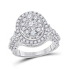 14kt White Gold Womens Round Diamond Right Hand Cluster Ring 1-5/8 Cttw