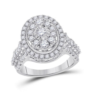 14kt White Gold Womens Round Diamond Right Hand Cluster Ring 1-5/8 Cttw