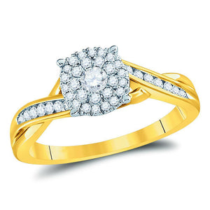 14kt Yellow Gold Womens Round Diamond Cluster Bridal Wedding Engagement Ring 1/3 Cttw