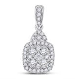 14kt White Gold Womens Princess Diamond Fashion Cluster Pendant 3/8 Cttw