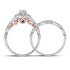 14kt Two-tone Gold Womens Round Diamond Starburst Bridal Wedding Ring Set 3/4 Cttw (Certified)