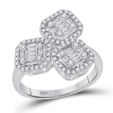 14kt White Gold Womens Baguette Diamond Fashion Cocktail Ring 5/8 Cttw