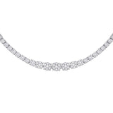 14kt White Gold Womens Round Diamond Graduated Tennis Necklace 9-3/8 Cttw