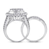 14kt White Gold Womens Princess Diamond Bridal Wedding Engagement Ring Band Set 2.00 Cttw