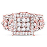 14kt Rose Gold Womens Round Diamond Bridal Wedding Engagement Ring Band Set 1.00 Cttw