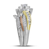 14kt Tri-Tone Gold Womens Round Diamond Bridal Wedding Engagement Ring Band Set 1.00 Cttw (Certified)