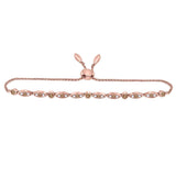 14kt Rose Gold Womens Round Brown Diamond Vintage Bolo Bracelet 3/8 Cttw