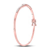 14kt Rose Gold Womens Round Diamond Bypass Bangle Bracelet 1.00 Cttw