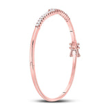14kt Rose Gold Womens Round Diamond Bypass Bangle Bracelet 1.00 Cttw