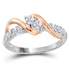 14kt Two-tone Gold Womens Round Diamond 2-stone Bridal Wedding Engagement Ring 1/2 Cttw (Certified)
