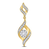 14kt Yellow Gold Womens Round Diamond Fashion Cluster Pendant 1/3 Cttw