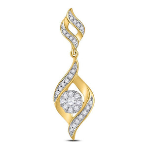 14kt Yellow Gold Womens Round Diamond Fashion Cluster Pendant 1/3 Cttw