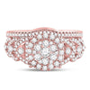 14kt Rose Gold Womens Round Diamond Bridal Wedding Engagement Ring Band Set 1.00 Cttw
