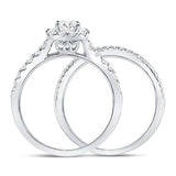 14kt White Gold Womens Round Diamond Bridal Wedding Engagement Ring Band Set 1.00 Cttw (Certified)