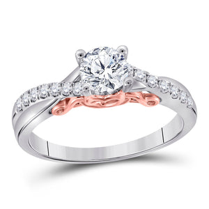 14kt White Gold Womens Round Diamond Solitaire Bridal Wedding Engagement Ring 5/8 Cttw (Certified)