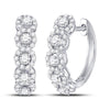 14kt White Gold Womens Round Diamond Halo Hoop Earrings 1.00 Cttw