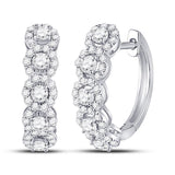 14kt White Gold Womens Round Diamond Halo Hoop Earrings 1.00 Cttw