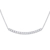 14kt White Gold Womens Round Diamond Curved Bar Necklace 3/4 Cttw