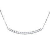 14kt White Gold Womens Round Diamond Curved Bar Necklace 3/4 Cttw