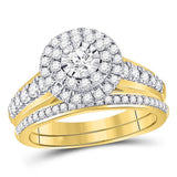 14kt Yellow Gold Womens Round Diamond Bridal Wedding Engagement Ring Band Set 1.00 Cttw (Certified)