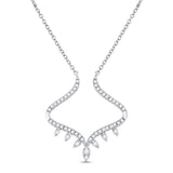 14kt White Gold Womens Round Diamond Modern-V Fashion Necklace 1/4 Cttw