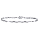 14kt White Gold Womens Round Diamond Classic Tennis Bracelet 3.00 Cttw