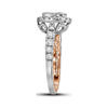 14kt Two-tone Gold Womens Round Diamond Cluster Bridal Wedding Engagement Ring 2.00 Cttw