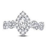 14kt Two-tone Gold Womens Marquise Diamond Solitaire Bridal Wedding Engagement Ring 3/4 Cttw (Certified)